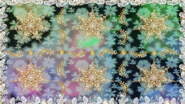 Gri renkli ve altın elementli geleneksel altın sarısı desen. Barok tarzında kusursuz bir doğulu süsü..