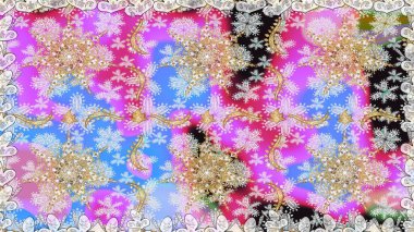 Raster altın desen. Kusursuz kıvırcık saçlar. Doğulu stil, altın elementlerle altın deseni nötr renklerle donatır..