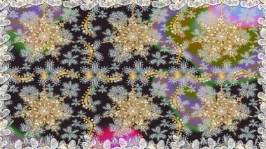 Gri renkli ve altın elementli geleneksel altın sarısı desen. Barok tarzında kusursuz bir doğulu süsü..