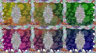 Çiçek izi. Suluboya kusursuz desen. Suluboya tarzında yeşil renkte çiçekler.