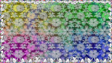 Çiçek ve yapraklı karalama şeklinde Raster çiçek deseni. Tarafsız renklerde bahar çiçekleri. Raster illüstrasyonu.