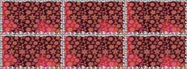 Kahverengi renkte çok kahverengi, zarif küçük çiçekler ve komik böcekler, raster desen, illüstrasyon.