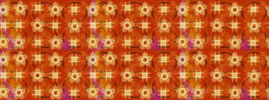 Raster illüstrasyonu. Turuncu, sarı ve kahverengi renkli kristal kar taneleri.