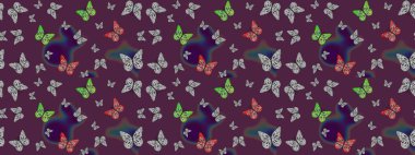 Kelebekli çizim şekli. Raster. Kahverengi renkli illüstrasyon. Tekstil, kumaş, baskı ve davet için arkaplan.