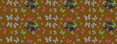 Kart, Davetiye ve Yazdırma için Basit Güzel Kalıp. Güve ile Raster Geçmişi. Güzel Kelebek Siluetleriyle Moda Dekorasyonu. Renkli Kelebeklerle Bahar Arkaplanı.