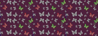 Kahverengi renklerin çizimi. Kumaş, Tekstil, Baskı ve Davetiye için arka plan. Watercolor Style 'da uçan kelebeklerle eskiz kalıbı. Raster illüstrasyonu. Doğada Güzellik.