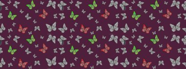 Kağıt, kumaş ve ambalaj için uygun. Raster çiçek desenli kelebek deseni. Kahverengi renkli illüstrasyon.