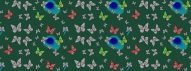 Yumuşak yeşil arka planda izole edilmiş şirin yaban sinekleri. Yeşil renkleri yakından izle. Sanat retro kaplanabilir açılış tasarımı tarzında serbest doğrusal mürekkep el logosu.