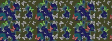 Robot resim. Yeşil arka planda izole edilmiş web tasarımı için renk çizgisi raster seti. Kelebek.