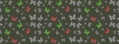 Raster. Kumaş, tekstil, baskı ve davetiye örnekleri. Yeşil arka planda bir resim. Robot resim. Kelebek deseni.