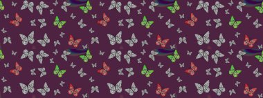 Çocuk için bahar paleti olan güzel raster kelebeği. Raster illüstrasyonu. Klasik tarzda hem de. Kahverengi arka planda ıssız suluboya kelebekler.