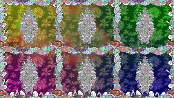 Çiçek izi. Suluboya kusursuz desen. Suluboya tarzında yeşil renkte çiçekler.