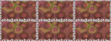 Küçük çiçekteki sevimli çiçek deseni. Birçok kahverengi ve soyut çiçekli tropikal desenler. Varicolobrown raster kusursuz illüstrasyon.