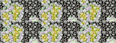 Raster illüstrasyonu. Klasik çiçek tasarımı elementleri. Gri kıvırcık çiçekler gri renkte şekillenir.