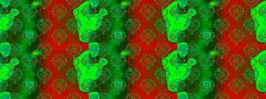 Kusursuz çiçek deseni duvar kâğıdı olarak kullanılabilir. Yeşil, kırmızı ve kahverengi renkte çiçekler. Raster illüstrasyonu.