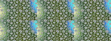 Raster illüstrasyonu. Yeşil, gri ve nötr renklere karalamalar çizilmiş çiçek deseni.