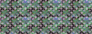 Raster Çiçek İllüstrasyonu güzel tekstil. Yeşil renkli etnik çiçeklerle kusursuz bir desen..