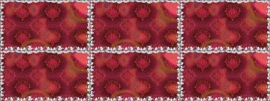 Raster Güzel kumaş deseni. Raster suluboya deseni, narin çiçekler, kırmızı çiçekler, tebrik kartı şablonu..