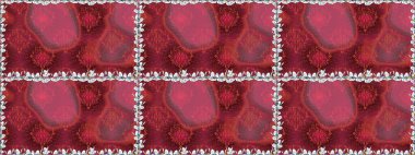 Çiçekli karalama şeklinde Raster çiçek deseni. Raster illüstrasyonu. Kibarca, yaz çiçekleri kırmızı renklerde.