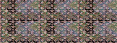 Tomurcukları çiçek olan sevimli bir çiçek deseni. Eski usul. Raster. Kumaş, tekstil, duvar kağıdı baskısı için. Raster illüstrasyonu. Kusursuz arkaplan.