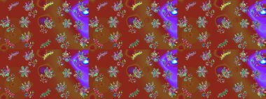 Kahverengi, kırmızı ve menekşe rengi ve kar taneleri. Raster Noel soyut renkli arka plan ve tatlı kar tanesi. Raster illüstrasyonu.