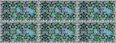 İşlemeli çiçekli, dikişsiz desen. Parmak izi, kumaş, duvar kâğıdı, tekstil için raster dokusu. Renkli grunge soyut arkaplanı Cologray çiçekleriyle zenginleştirir.