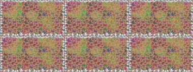 Raster illüstrasyonu. Giysi tarzı için bej arka planda dekorasyon. Farklı renkte kelebeklerden kusursuz. Fantezi renkli resimler koleksiyonu. Tasarım için Raster Kelebekleri.