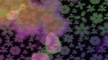 Renkli unsurlarla hareketli arka plan görüntüleri. Suluboya desenli el çizimi kelebekler. Hoş renklerde illüstrasyon. Kusursuz. Döngü.