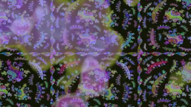 Renkli unsurlarla hareketli arka plan görüntüleri. Suluboya desenli el çizimi kelebekler. Hoş renklerde illüstrasyon. Kusursuz. Döngü.