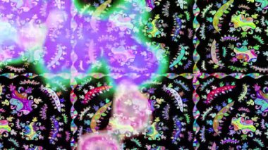 Renkli unsurlarla hareketli arka plan görüntüleri. Suluboya desenli el çizimi kelebekler. Hoş renklerde illüstrasyon. Kusursuz. Döngü.