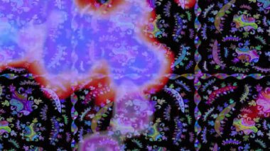 Renkli unsurlarla hareketli arka plan görüntüleri. Suluboya desenli el çizimi kelebekler. Hoş renklerde illüstrasyon. Kusursuz. Döngü.