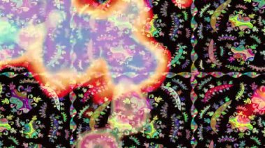 Renkli unsurlarla hareketli arka plan görüntüleri. Suluboya desenli el çizimi kelebekler. Hoş renklerde illüstrasyon. Kusursuz. Döngü.