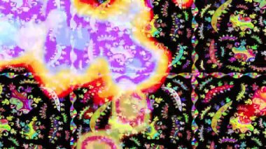 Renkli unsurlarla hareketli arka plan görüntüleri. Suluboya desenli el çizimi kelebekler. Hoş renklerde illüstrasyon. Kusursuz. Döngü.