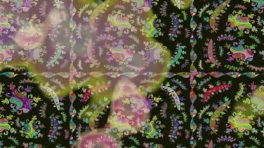 Renkli unsurlarla hareketli arka plan görüntüleri. Suluboya desenli el çizimi kelebekler. Hoş renklerde illüstrasyon. Kusursuz. Döngü.