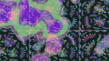 Renkli unsurlarla hareketli arka plan görüntüleri. Suluboya desenli el çizimi kelebekler. Hoş renklerde illüstrasyon. Kusursuz. Döngü.