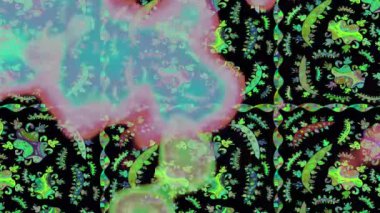 Renkli unsurlarla hareketli arka plan görüntüleri. Suluboya desenli el çizimi kelebekler. Hoş renklerde illüstrasyon. Kusursuz. Döngü.