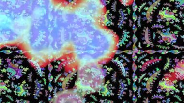 Renkli unsurlarla hareketli arka plan görüntüleri. Suluboya desenli el çizimi kelebekler. Hoş renklerde illüstrasyon. Kusursuz. Döngü.