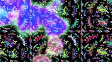 Renkli unsurlarla hareketli arka plan görüntüleri. Suluboya desenli el çizimi kelebekler. Hoş renklerde illüstrasyon. Kusursuz. Döngü.