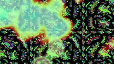 Renkli unsurlarla hareketli arka plan görüntüleri. Suluboya desenli el çizimi kelebekler. Hoş renklerde illüstrasyon. Kusursuz. Döngü.