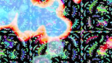 Renkli unsurlarla hareketli arka plan görüntüleri. Suluboya desenli el çizimi kelebekler. Hoş renklerde illüstrasyon. Kusursuz. Döngü.