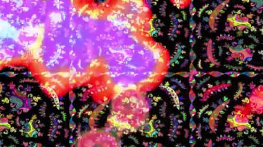 Renkli unsurlarla hareketli arka plan görüntüleri. Suluboya desenli el çizimi kelebekler. Hoş renklerde illüstrasyon. Kusursuz. Döngü.