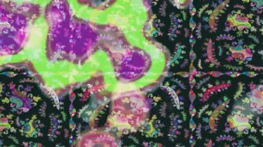 Renkli unsurlarla hareketli arka plan görüntüleri. Suluboya desenli el çizimi kelebekler. Hoş renklerde illüstrasyon. Kusursuz. Döngü.