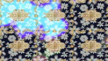 Renkli unsurlarla hareketli arka plan görüntüleri. Çiçekler. Eski model. Bayrak tarzı. Video kaydı. Şablon. Döngü. Kusursuz..