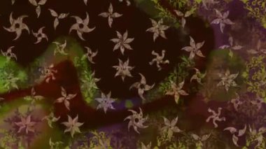 Renkli unsurlarla hareketli arka plan görüntüleri. Çiçekler. Eski model. Bayrak tarzı. Video kaydı. Şablon. Döngü. Kusursuz..