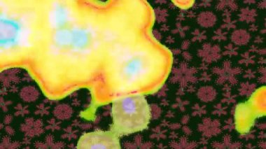 Renkli unsurlarla hareketli arka plan görüntüleri. Çiçekler. Eski model. Bayrak tarzı. Altın, altın. Video kaydı. Şablon.