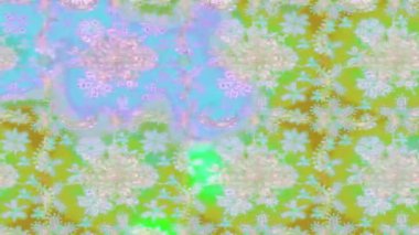 Renkli unsurlarla hareketli arka plan görüntüleri. Çiçekler. Eski model. Bayrak tarzı. Video kaydı. Şablon. Döngü. Kusursuz..