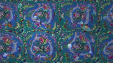 Renkli unsurlarla hareketli arka plan görüntüleri. Çiçekler. Eski model. Bayrak tarzı. Altın, altın. Video kaydı. Şablon.