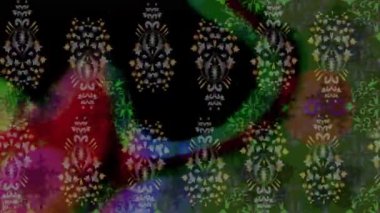 Renkli unsurlarla hareketli arka plan görüntüleri. Çiçekler. Eski model. Bayrak tarzı. Video kaydı. Şablon. Döngü. Kusursuz..