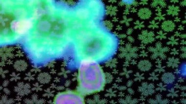 Renkli unsurlarla hareketli arka plan görüntüleri. Çiçekler. Eski model. Bayrak tarzı. Altın, altın. Video kaydı. Şablon.