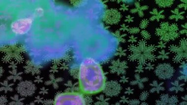 Renkli unsurlarla hareketli arka plan görüntüleri. Çiçekler. Eski model. Bayrak tarzı. Video kaydı. Şablon. Döngü. Kusursuz..